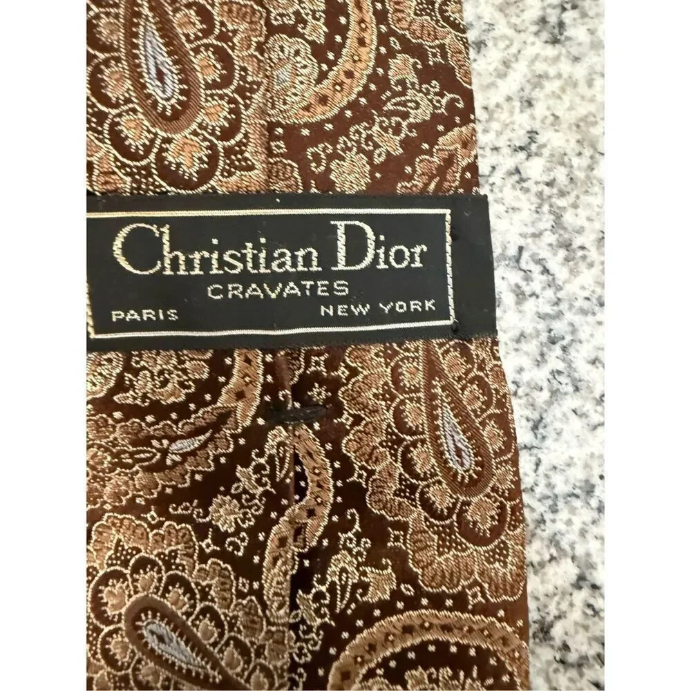 Vintage Christian Dior Cravates Paisley Silk Tie Neck Tie